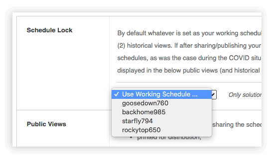 Screenshot: Schedule locking